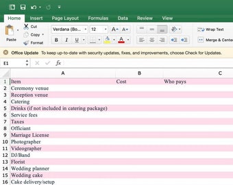 Wedding Budget Spreadsheet Excel, Wedding Budget Tracker, Wedding Budget Template, Digital Wedding Planning Spreadsheet