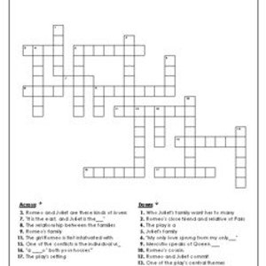 Romeo and Juliet Crossword Puzzle!