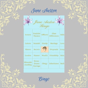 Jane Austen Bingo! Jane Austen Game, Classic Literature Gift, Literary Gift for Book Lovers