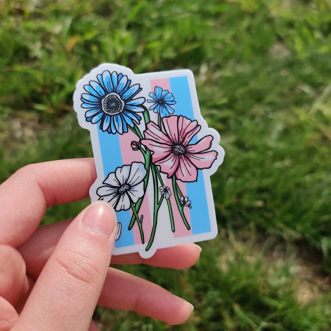 Trans Pride Flag Flower Sticker - Etsy