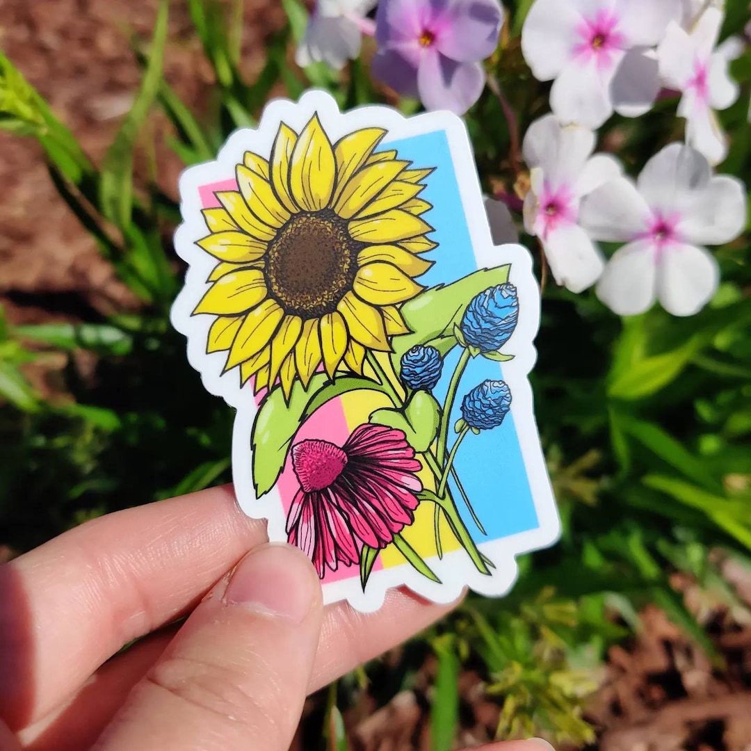 Pansexual Pride Flag Flower Sticker Etsy