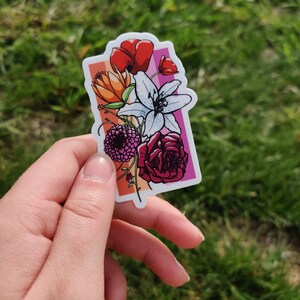 Lesbian pride flag flower sticker