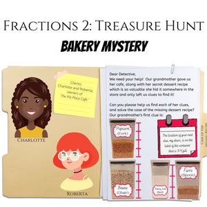 Fractions 2 Bakery Mystery Treasure Hunt | Digital Download | Case of the Missing Secret Recipe | PDF | Escape Room | Math | STEM