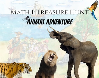 Math 1 Educational Treasure Hunt: Animal Adventure | Instant Download | Printable | Elementary School | Escape Room | STEM | Skip Counting