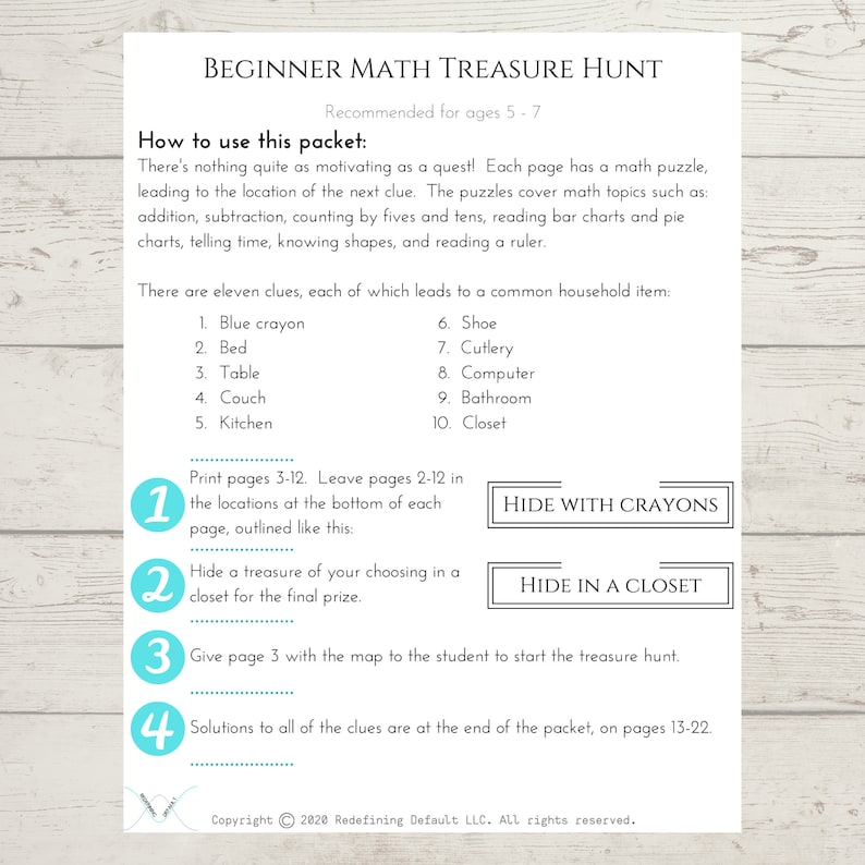 Math 1: Pirates Educational Treasure Hunt Instant Download Printable Elementary School Escape Room STEM image 2