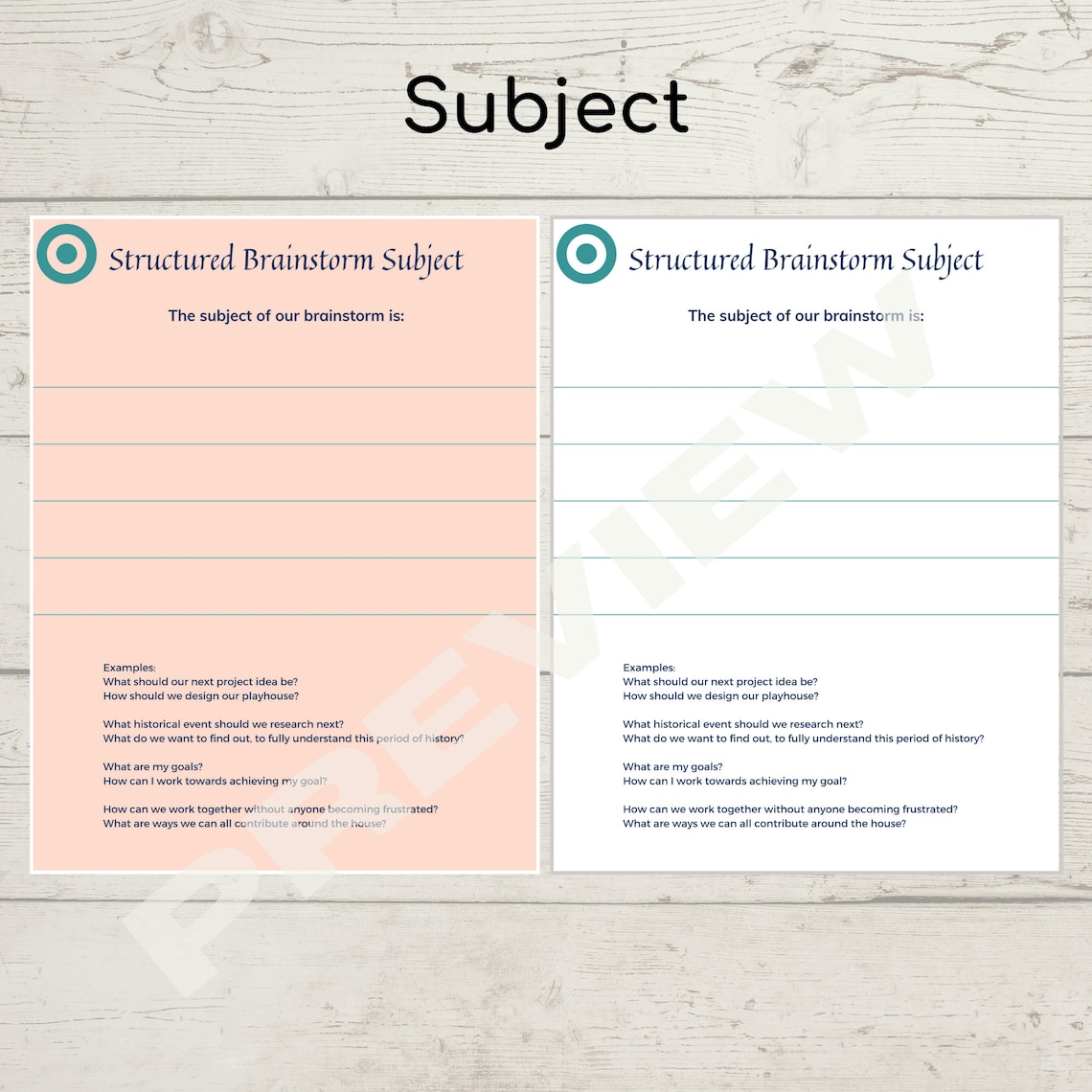 Structured Brainstorming Exercise | Printable Templates | Idea ...