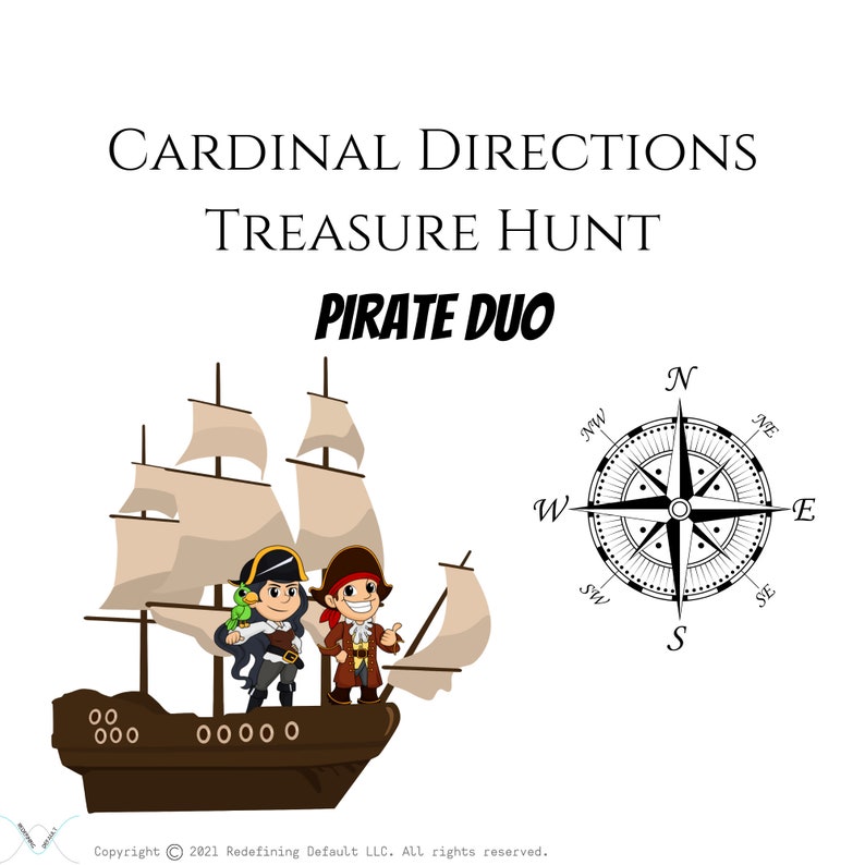Cardinal Directions Treasure Hunt: Pirate Duo An educational indoor, device-free adventure around your home Gameschooling image 1