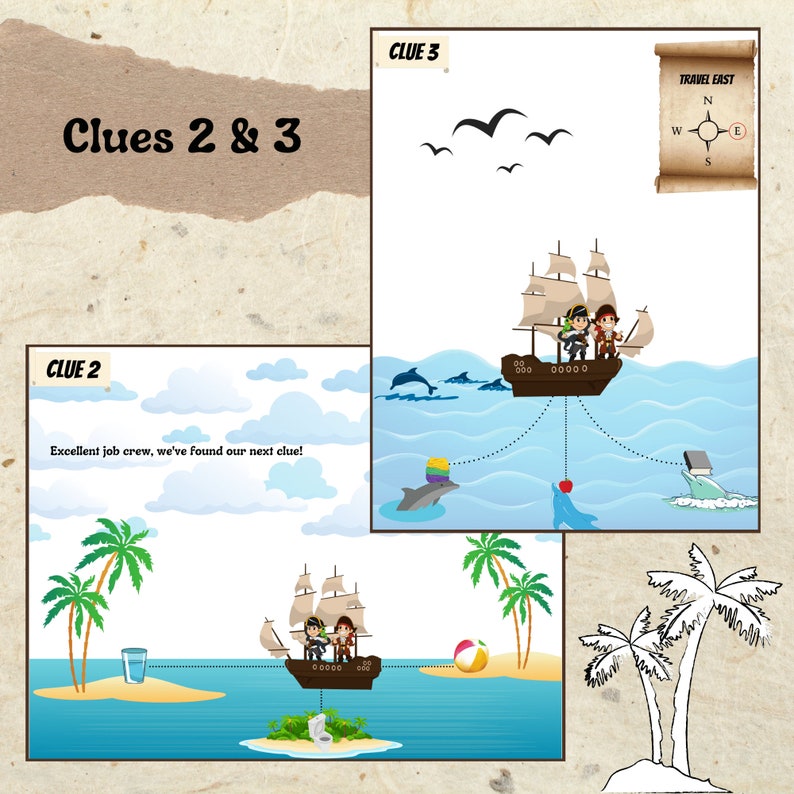 Cardinal Directions Treasure Hunt: Pirate Duo An educational indoor, device-free adventure around your home Gameschooling image 4