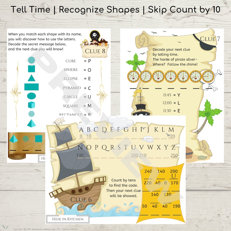 Math 1: Pirates Educational Treasure Hunt Instant Download Printable Elementary School Escape Room STEM image 4