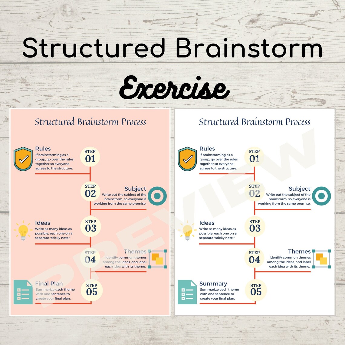 Structured Brainstorming Exercise Printable Templates Idea Generation ...