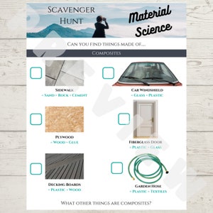 Science 1 Scavenger Hunt: Material Science Educational Gameschooling Elementary School Instant Download Printable image 5