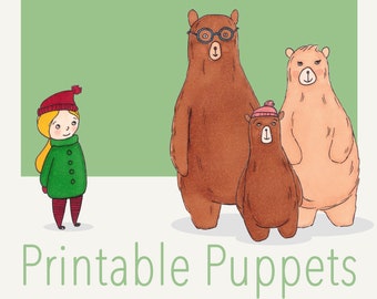 Goldilocks and the Three Bears Printable Paper Puppets - Etsy
