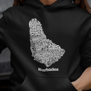 Sudadera unisex con capucha y mapa de Barbados