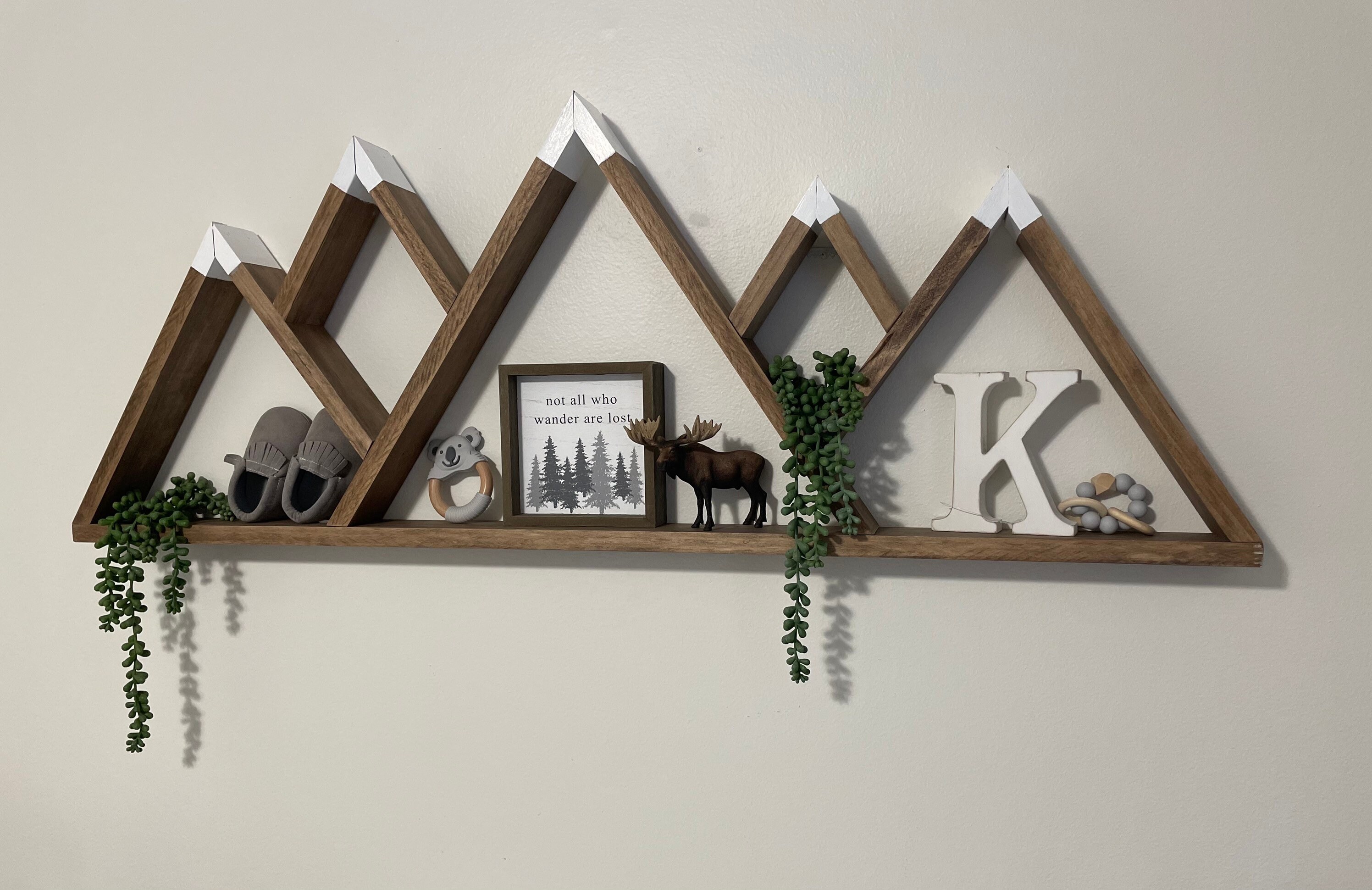 Five Peak Wood Mountain Shelf Wood Mountain Shelf Wall Hangings Floating Shelf Nursery