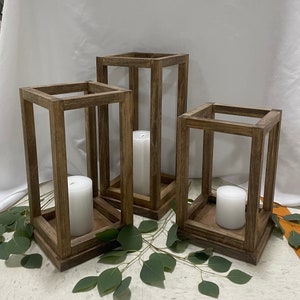Wooden wedding lantern candle holder centerpieces