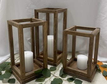 Wooden wedding lantern candle holder centerpieces