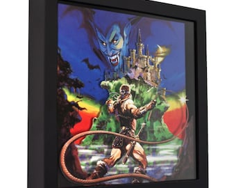 Caja de sombras 3D de Castlevania: Arte mural retro de videojuegos hecho a mano