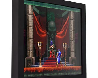 Caja de sombras de Castlevania: Sinfonía de la noche, decoración retro para sala de juegos.