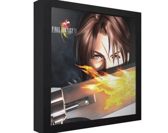 Caja de sombras 3D de Final Fantasy VIII: Arte mural de videojuegos hecho a mano
