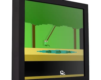 Caja de sombras 3D Pitfall: Arte mural de videojuegos retro