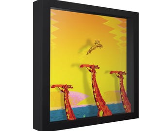 Caja de sombras 3D de El Rey León: Arte mural de videojuegos retro