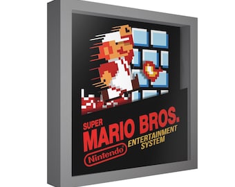 Caja de sombras 3D de Super Mario Bros.: Arte de pared retro de videojuegos hecho a mano