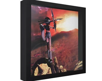 Caja de sombras 3D de Yuffie de Final Fantasy VII: Arte de pared para gamers hecho a mano