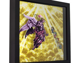 Caja de sombras 3D de la batalla de Kefka de Final Fantasy VI - Arte mural de videojuegos retro