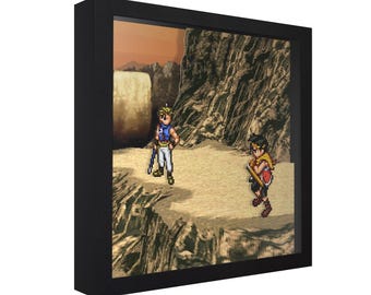 Suikoden II Shadow Box: Tenzan Pass 3D Arte mural de videojuegos hecho a mano