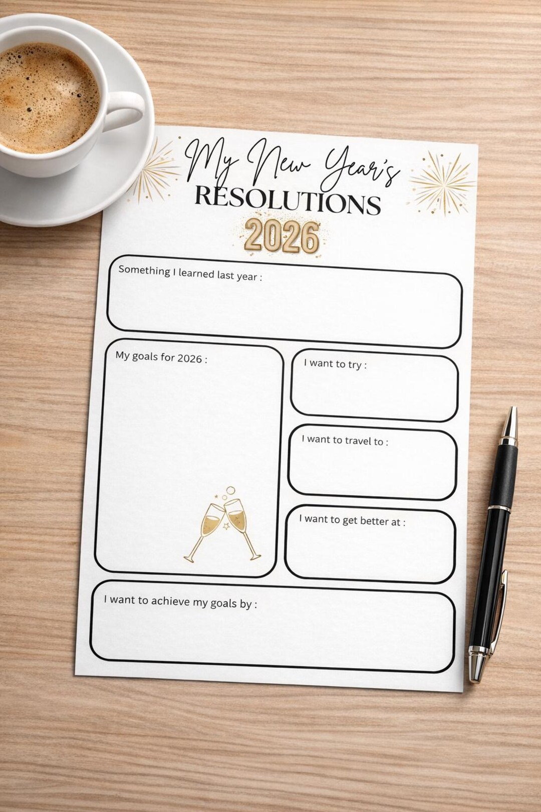 New Year’s Resolutions 2026 Printable | Canva Editable Goal Planner ...