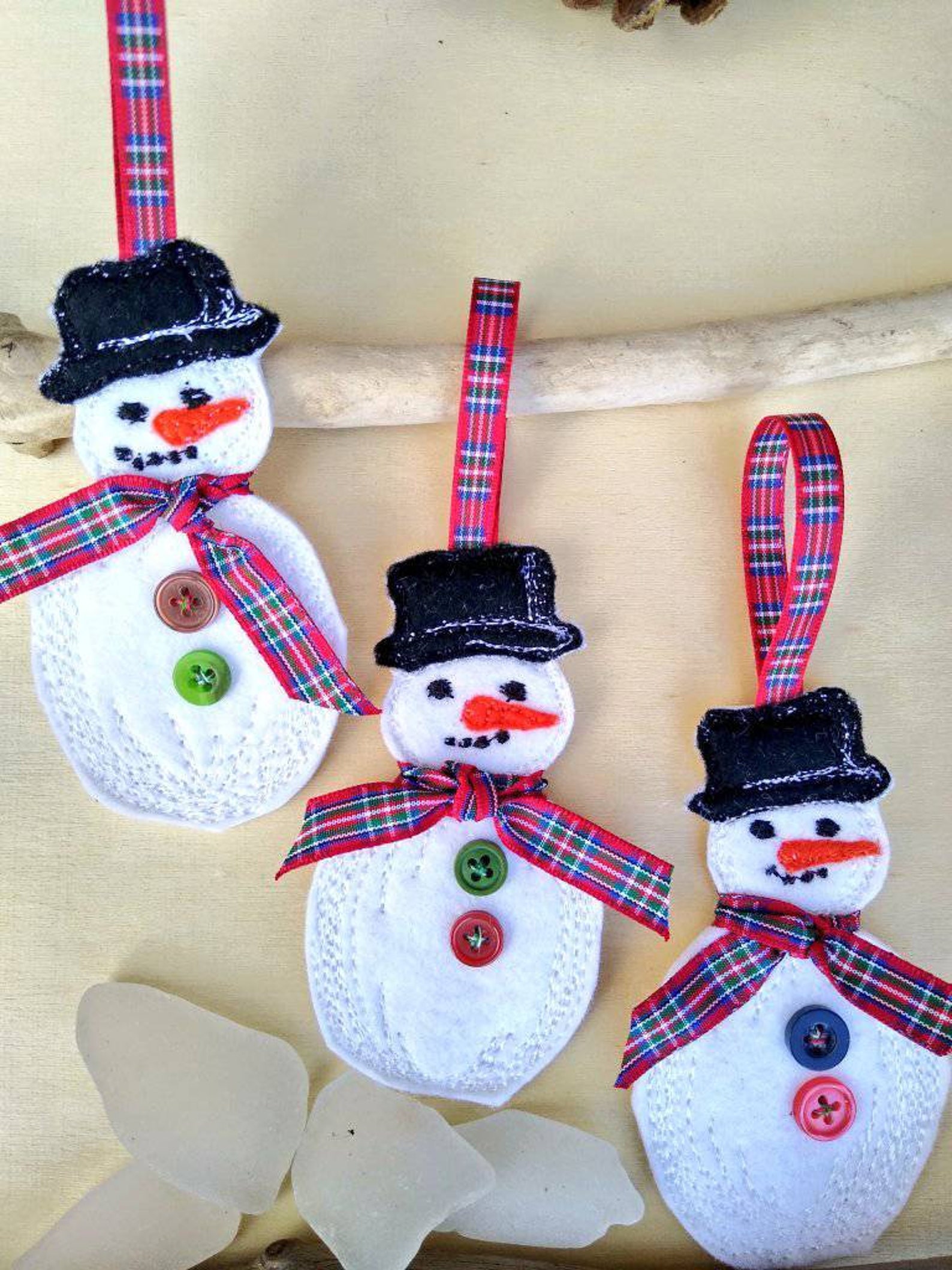 Cute handmade snowman Christmas decoration. Freehand Etsy