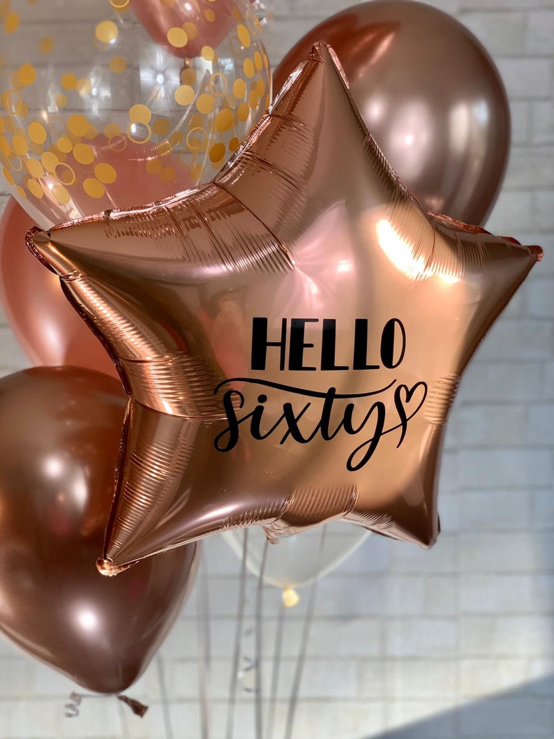 Hello 60 Birthday Rose Gold Balloon-60th Birthday Party Rose | Etsy