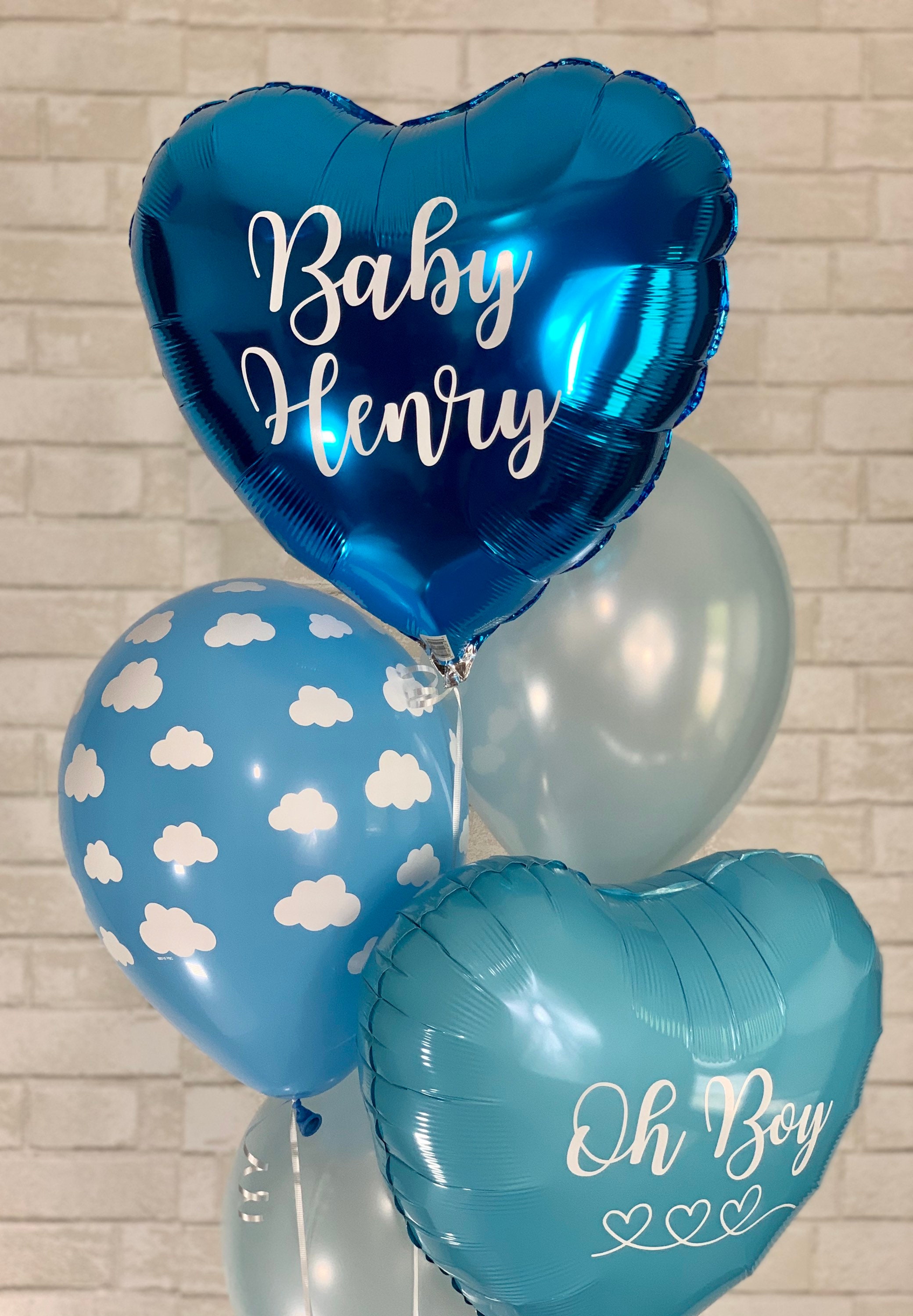 Custom Baby Boy Balloons Personalized Balloons Oh Boy Etsy