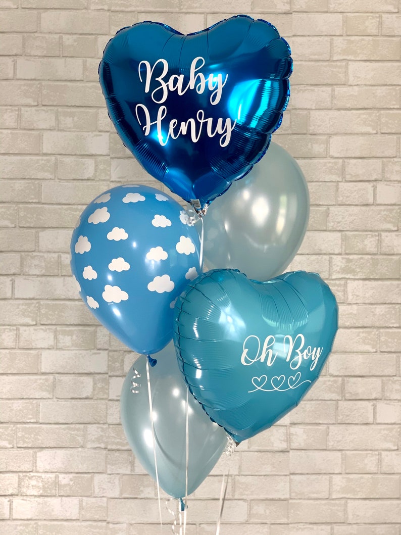 Custom Baby Boy Balloons Personalized Balloons Oh Boy Etsy