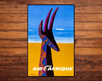 Vintage Airline Travel Reproduction Rolled CANVAS PRINT 24x32 in. AIR AFRIQUE