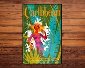 Pan Am Caribbean Vintage Airline Poster 1960s
