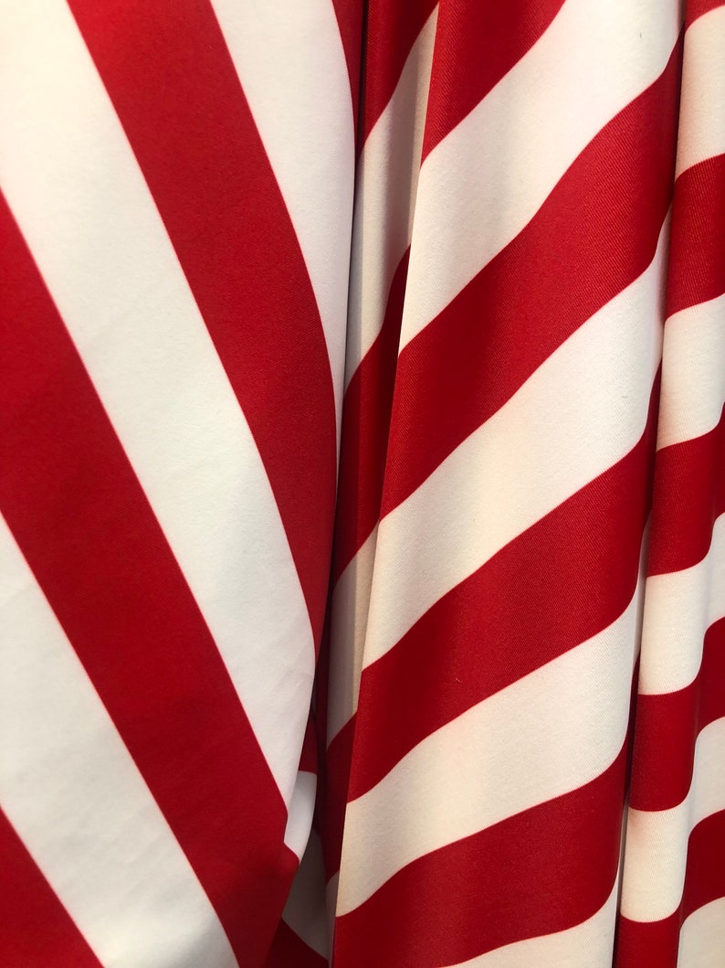 Candy Cane 1 Stripe Printed Polyester 4 way Stretch Spandex Etsy