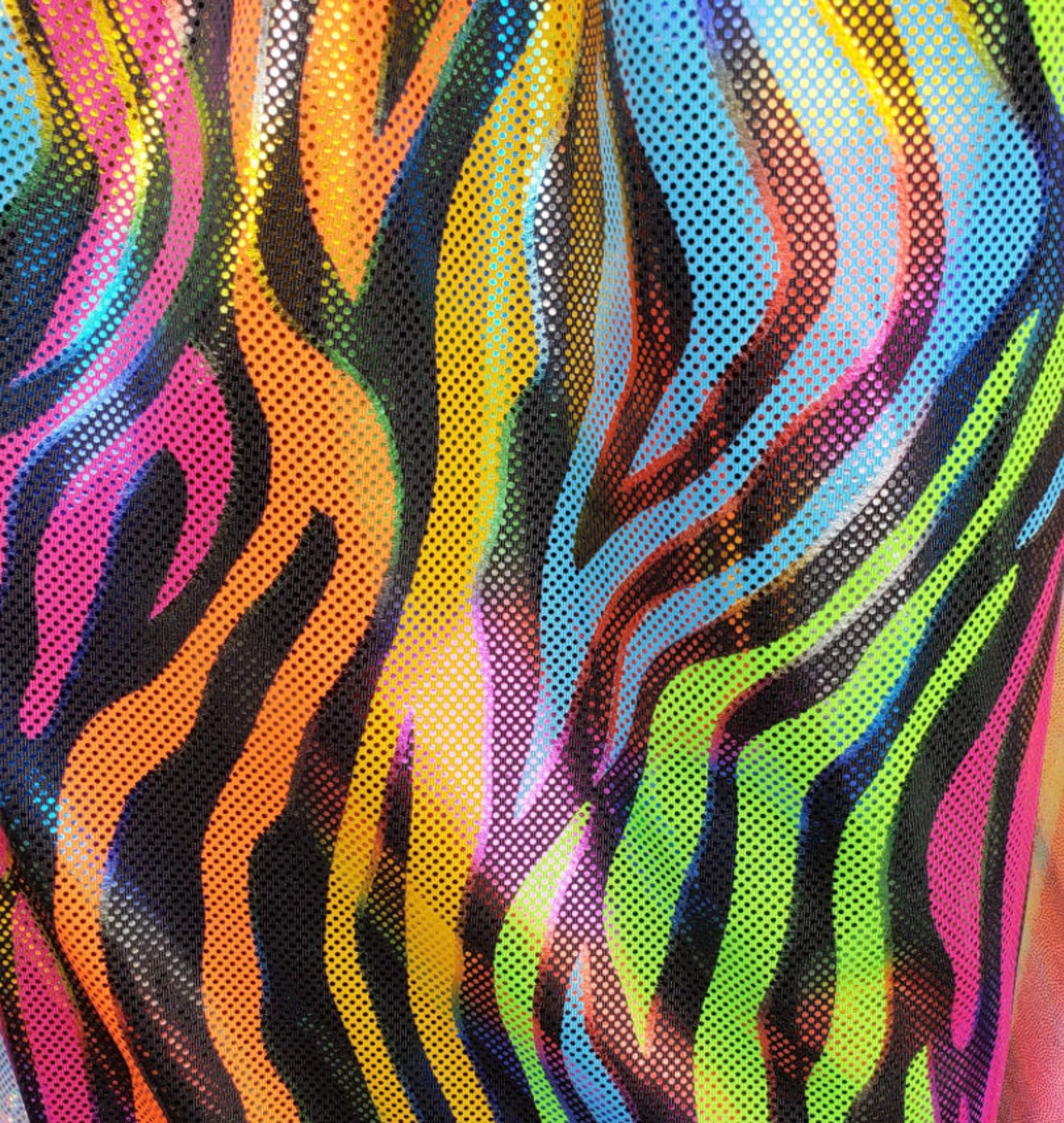 Exotic Zebra Animal Print Neon Colors 4Way Stretch Nylon Etsy