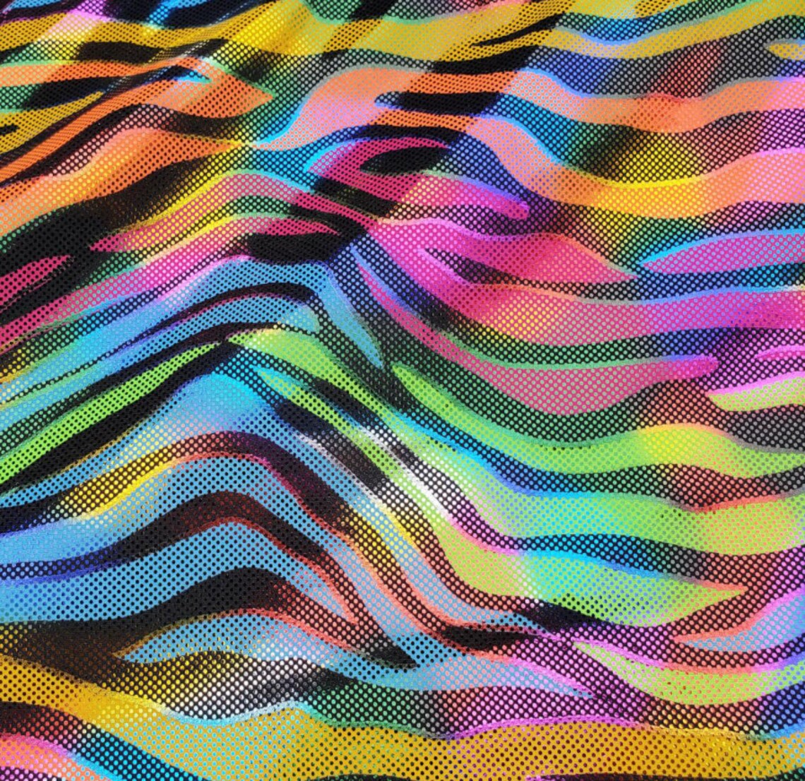 Exotic Zebra Animal Print Neon Colors 4-Way Stretch Nylon | Etsy