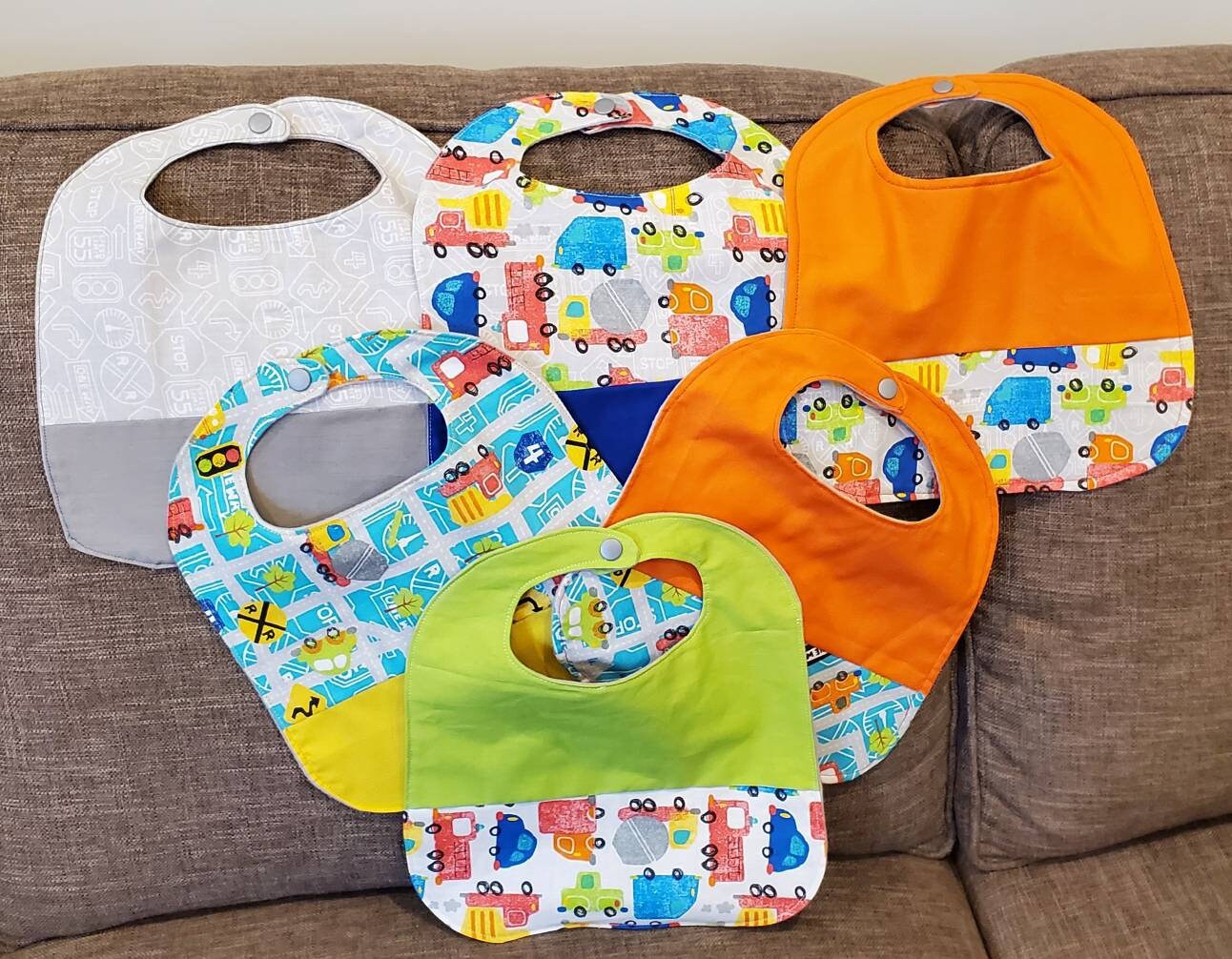 Baby Bibs Drool Bibs Homemade by me Traffic and Car themed Etsy