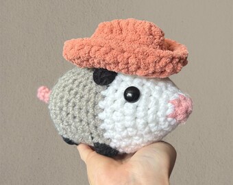 Large Crochet Cowboy Possum Plushie Stuffed Animal