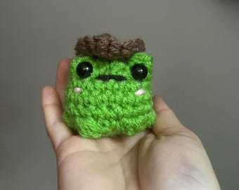Crochet Cowboy Frog Plushie Stuffed Animal