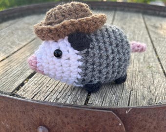 Crochet Cowboy Possum Plushie Stuffed Animal