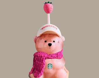 Crochet Scarf Outfit for Starbucks Pink Bearista Strawberry Bear Cup