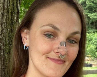 Ribbed Steel Nose Cuff Non-Piercing Body Jewelry | Cyberpunk Anti-Surveillance Style