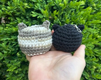Crochet Cat Hacky Sack Standard Size or Keychain Footbag Kickbag