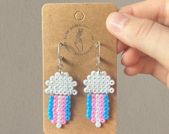 Pride Rainbow & Clouds Perler Bead Earrings- Choose Your Pride Flag Color