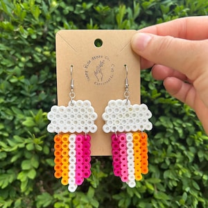 Pride Rainbow & Clouds Perler Bead Earrings- Choose Your Pride Flag Color