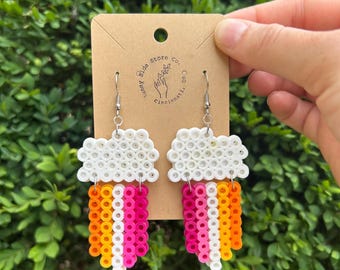 Pride Rainbow & Clouds Perler Bead Earrings- Choose Your Pride Flag Color