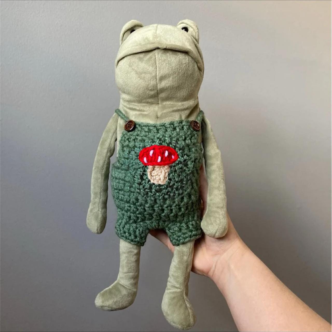Crochet Overalls Outfit for Fergus Jellycat London Stuffed Animal Floral Daisy Flower Leaf Cottagecore Plushie Clothes
